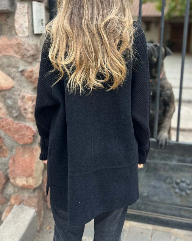 Full Size Texture Knit Longline Coat Plus Size