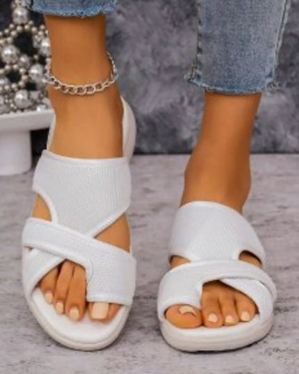 Cutout Mesh Solid Color Sandals 