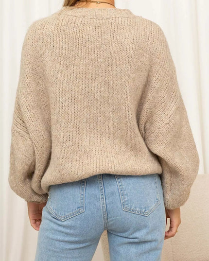 Round Neck Dropped Shoulder Sweater