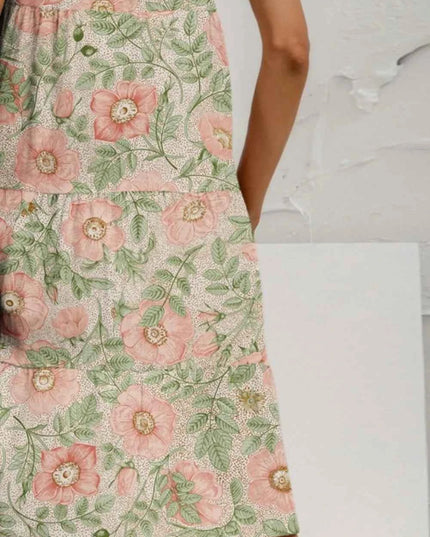 FAM-FAM Tiered Printed Round Neck Sleeveless Dress