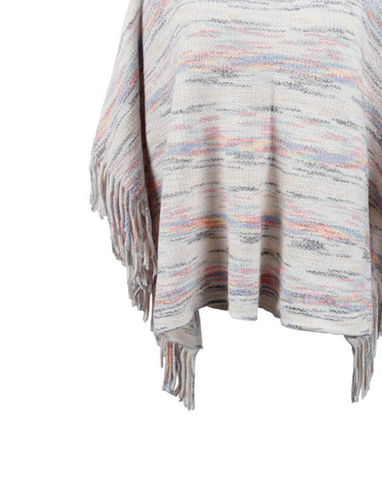 Round Neck Fringe Detail Sleeve Poncho