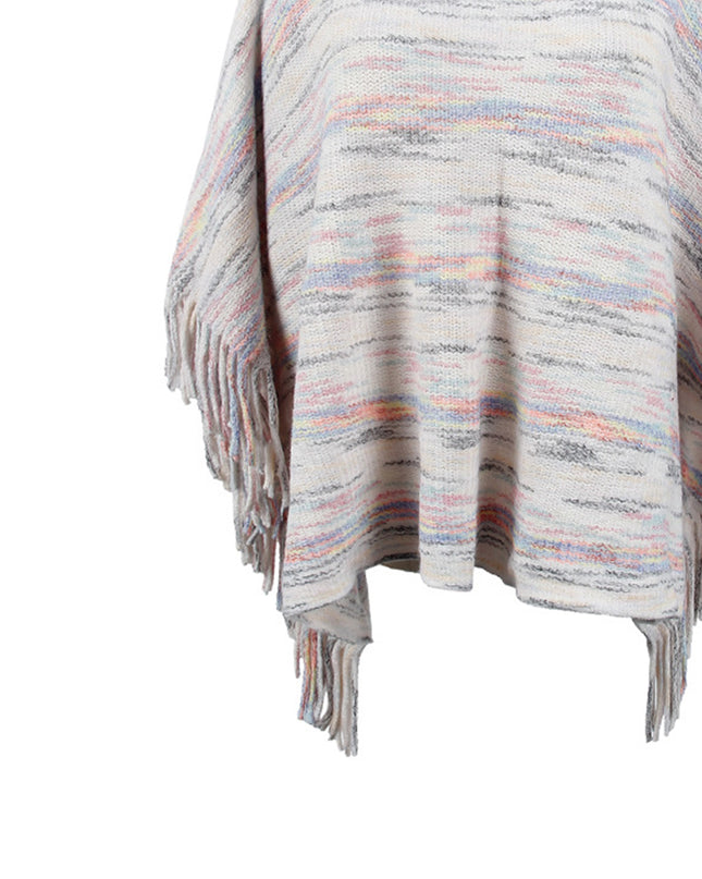 Round Neck Fringe Detail Sleeve Poncho