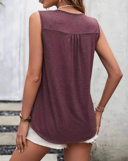 Lace Panel Scoop Neck Tank