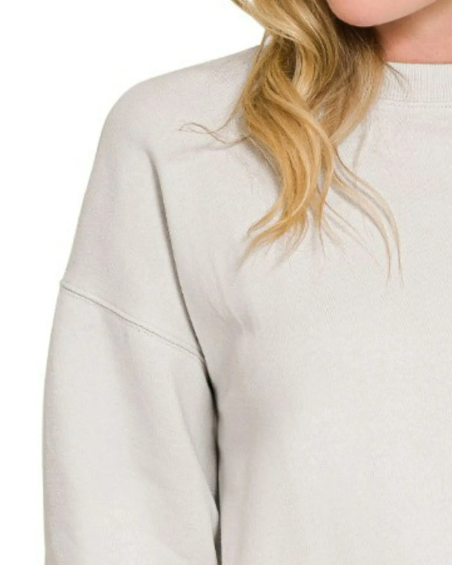 Zenana Fleece Crewneck Long Sleeve Sweatshirt