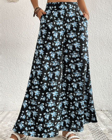 Perfee Floral Pocket Culottes 