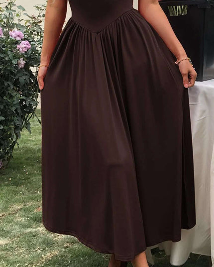 Sleeveless Midi Dress with Gathered Waist