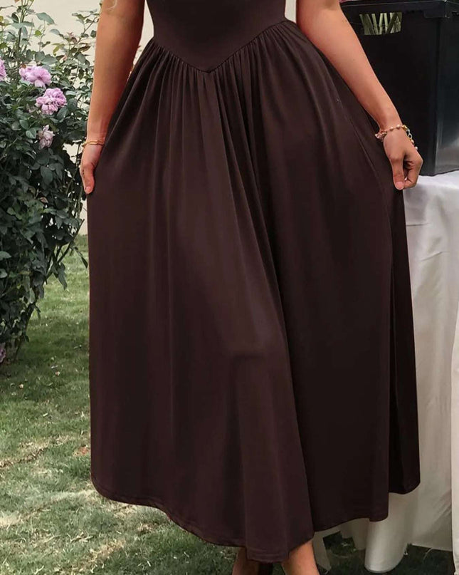 Sleeveless Midi Dress with Gathered Waist