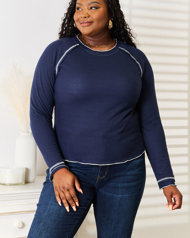 Basic Bae Long Raglan Sleeve Round Neck Top