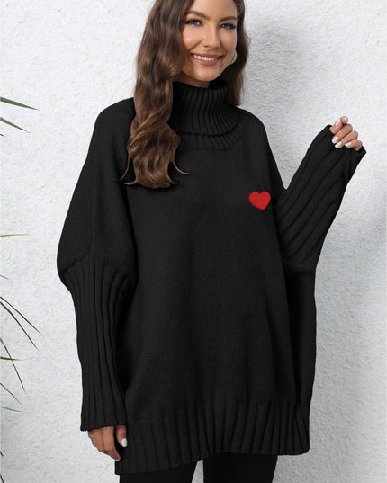 Turtle Neck Long Sleeve Ribbed Sweater