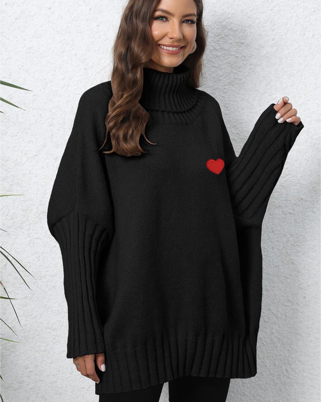 Turtle Neck Long Sleeve Ribbed Sweater