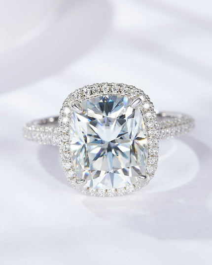 Adored 6 Carat Moissanite Halo Ring Silver