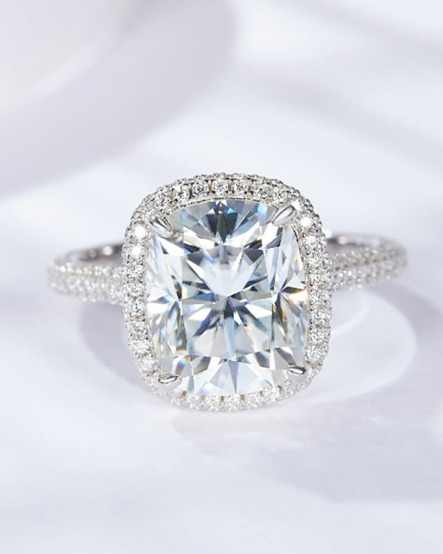 Adored 6 Carat Moissanite Halo Ring Silver