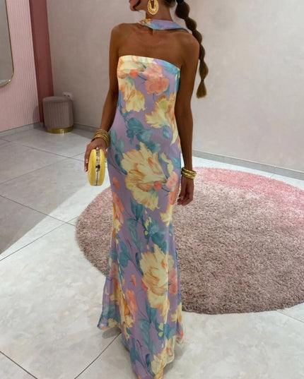 Printed Tube Maxi Dress Multicolor