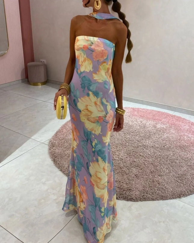 Printed Tube Maxi Dress Multicolor