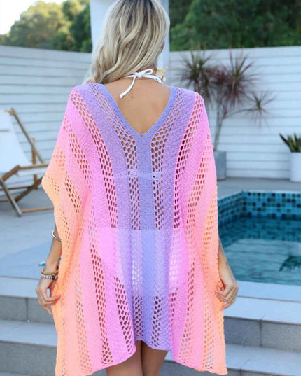Rainbow Gradient Crochet Beach Cover Up