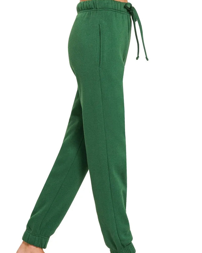 Zenana Fleece Jogger Sweatpants With Pockets 