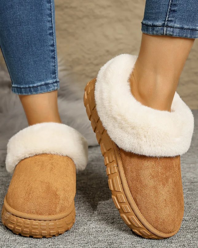 Suede Sherpa-Lined Winter Boots White
