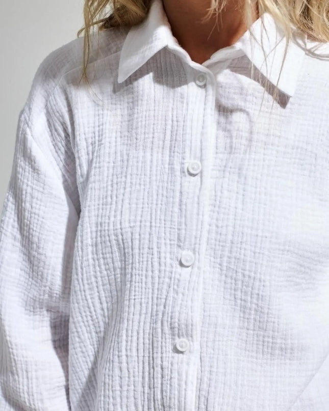 Button Up Long Sleeve Texture Shirt