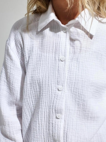 Button Up Long Sleeve Texture Shirt