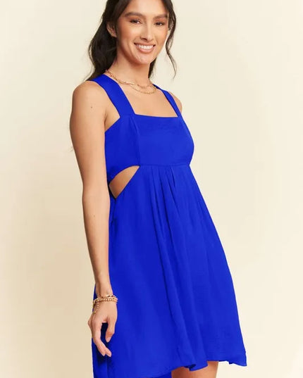 Davi & Dani Washed Satin Cutout Skirt Bandeau Mini Dress