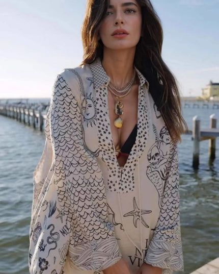 Nautical Print Top and Shorts Set