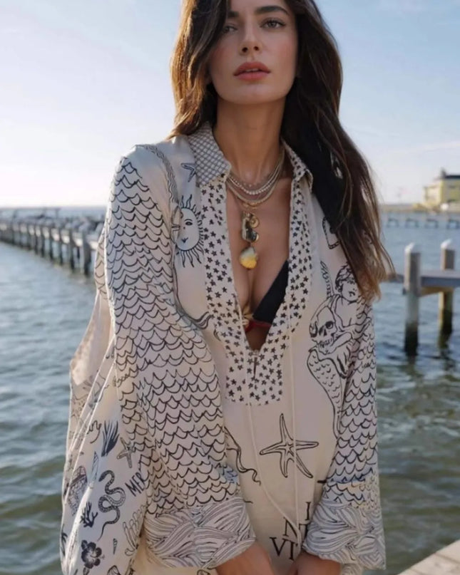 Nautical Print Top and Shorts Set