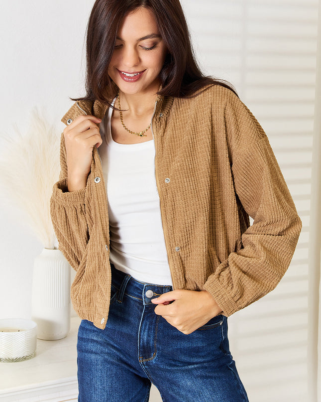 Perfee Long Sleeve Dropped Shoulder Jacket