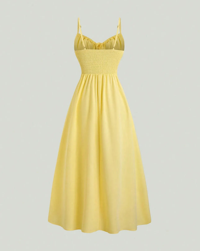 Smocked Back Slit Cami Dress