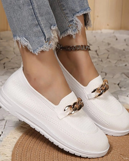 Chain Detail Mesh Slip-Ons White