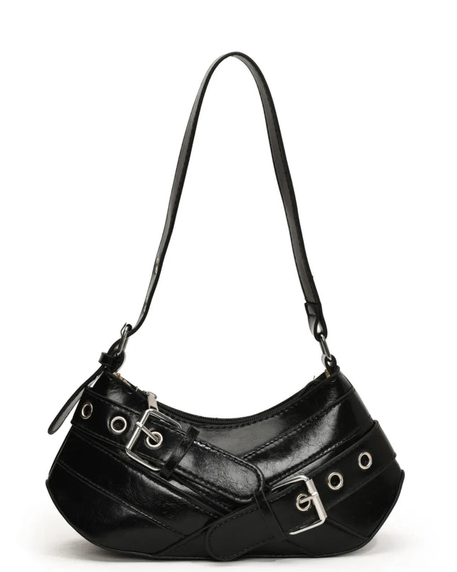 PU Leather Buckle Shoulder Bag 