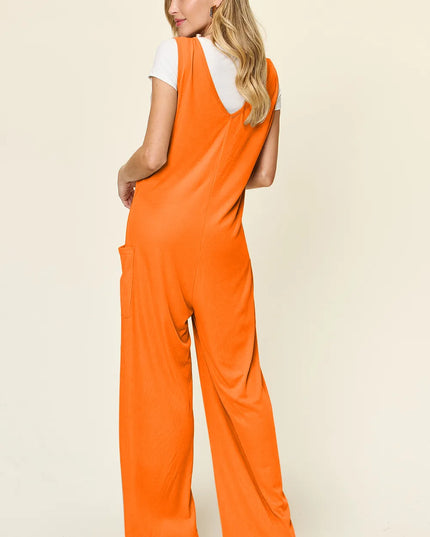 Double Take Full Size Sleeveless Wide Leg Jumpsuit with Pockets