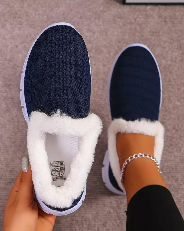 Breathable Mesh Fuzzy Slip-Ons