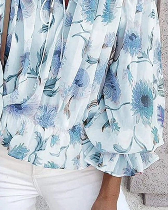 Off-Shoulder Floral Print Blouse