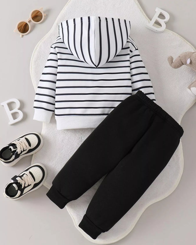 Children's Striped Elephant Hoodie & Pants Set