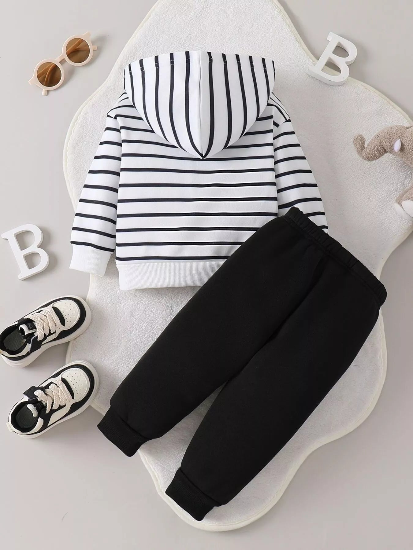 Children's Striped Elephant Hoodie & Pants Set