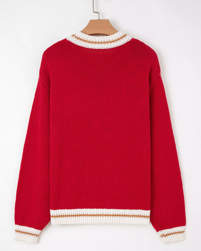 MERRY Contrast Edge Drop Shoulder Christmas Sweater