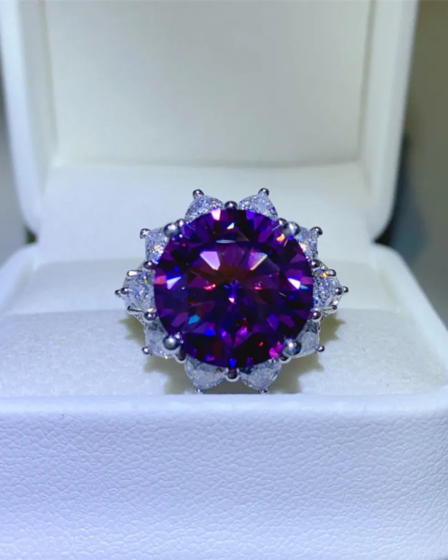 10 Carat Moissanite 925 Sterling Silver Flower Shape Ring