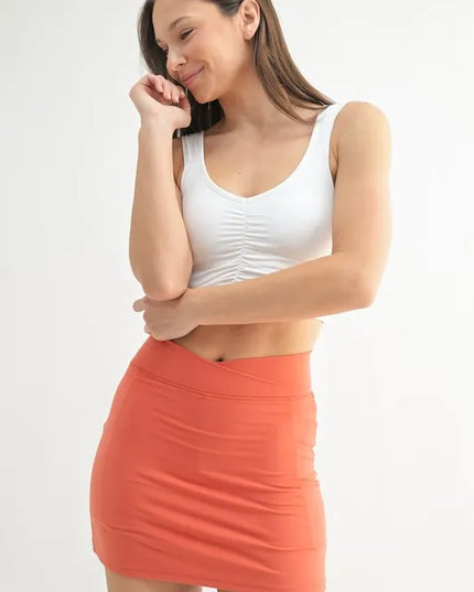 MONO B Ruched Front Active Tank WHITE