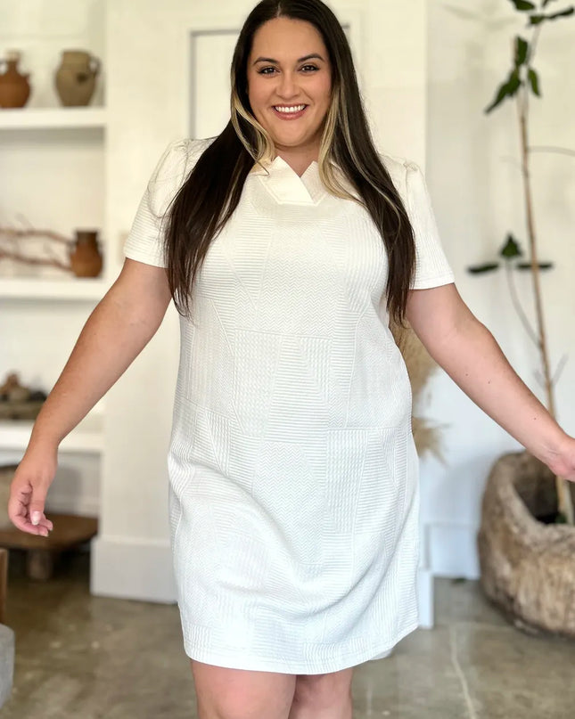 Double Take Full Size Texture Short Sleeve Dress