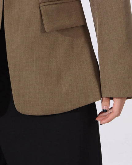 Contrast Lapel Collar Long Sleeve Blazer