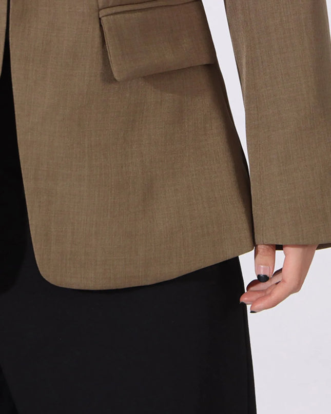 Contrast Lapel Collar Long Sleeve Blazer