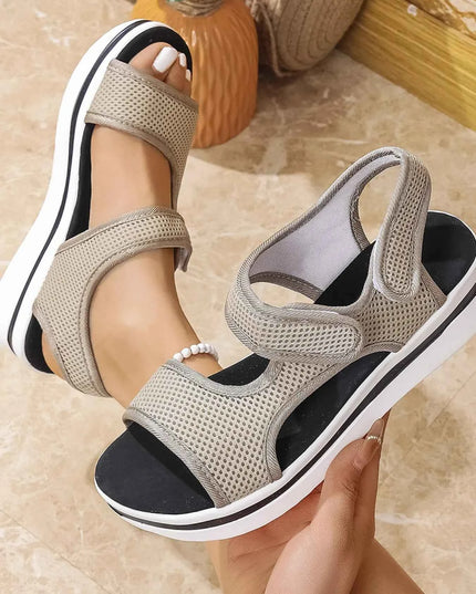 Mesh Platform Cutout Sandals