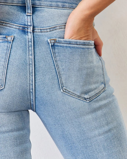 Kancan Full Size Mid Rise Y2K Slit Bootcut Jeans