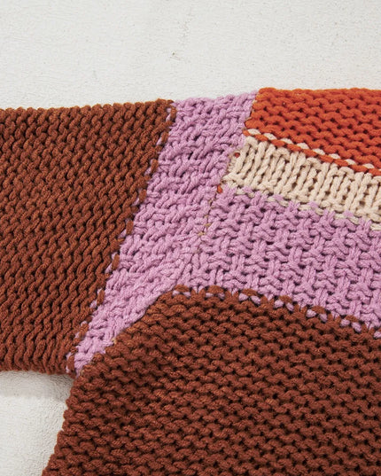 Colorblock Striped Round Neck Sweater