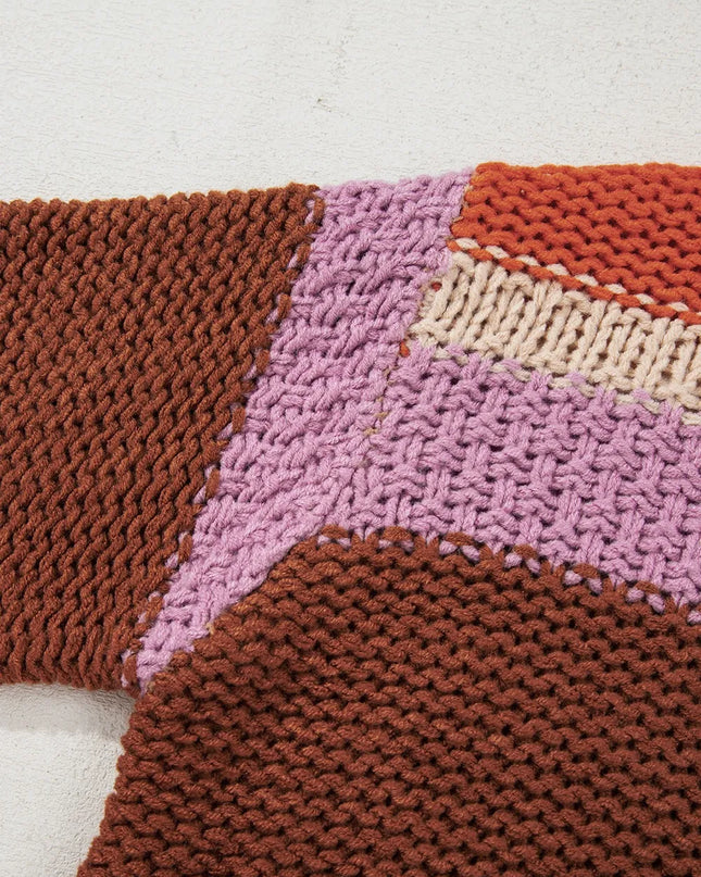 Colorblock Striped Round Neck Sweater