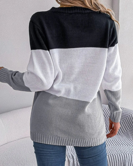 Cable-Knit Striped Button Up Cardigan