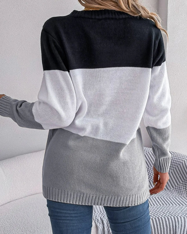 Cable-Knit Striped Button Up Cardigan