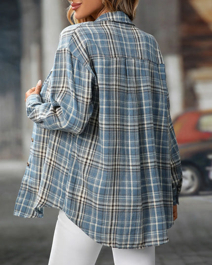 Oversized Plaid Button-Up Shirt