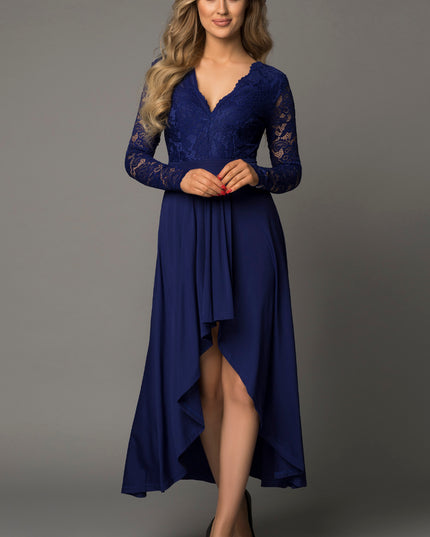 Lace High-Low V-Neck Dress 