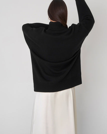 Turtle Neck Dropped Shoulder Sweater